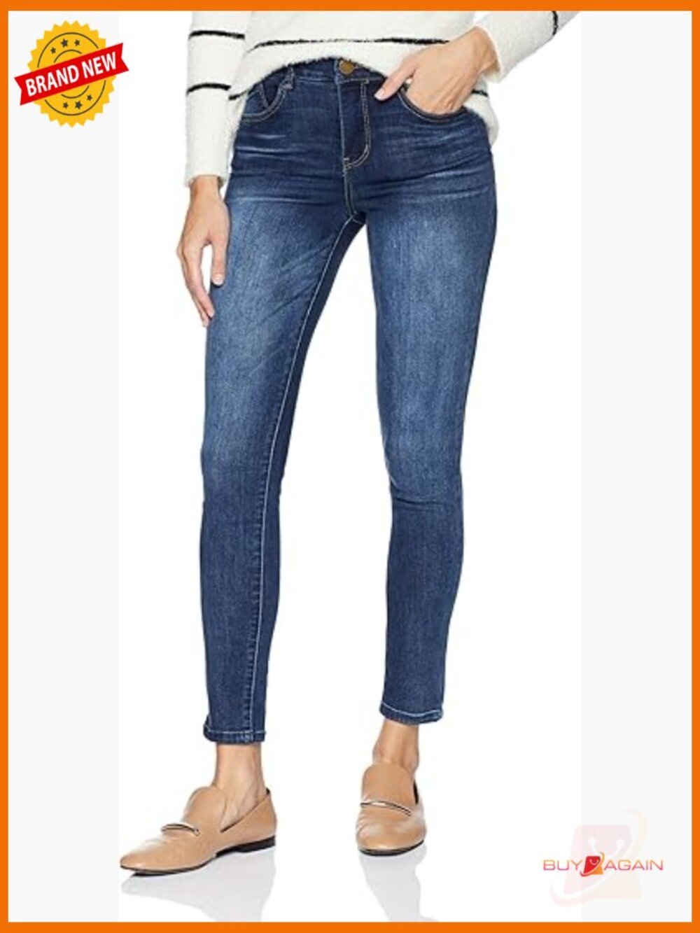 High Rise Ankle Skinny Jeans with Slimming Panels
